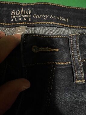 Soho Dark Blue Bootcut  Jeans with Contrast Gold Stitching